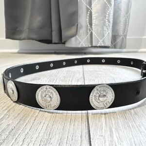Berge Leather Belt w/ Silver Coin Medallions – Made in Italy
